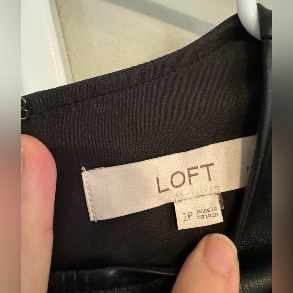 NWOT LOFT Short sleeve Black Leather Dress - Picture 5 of 7